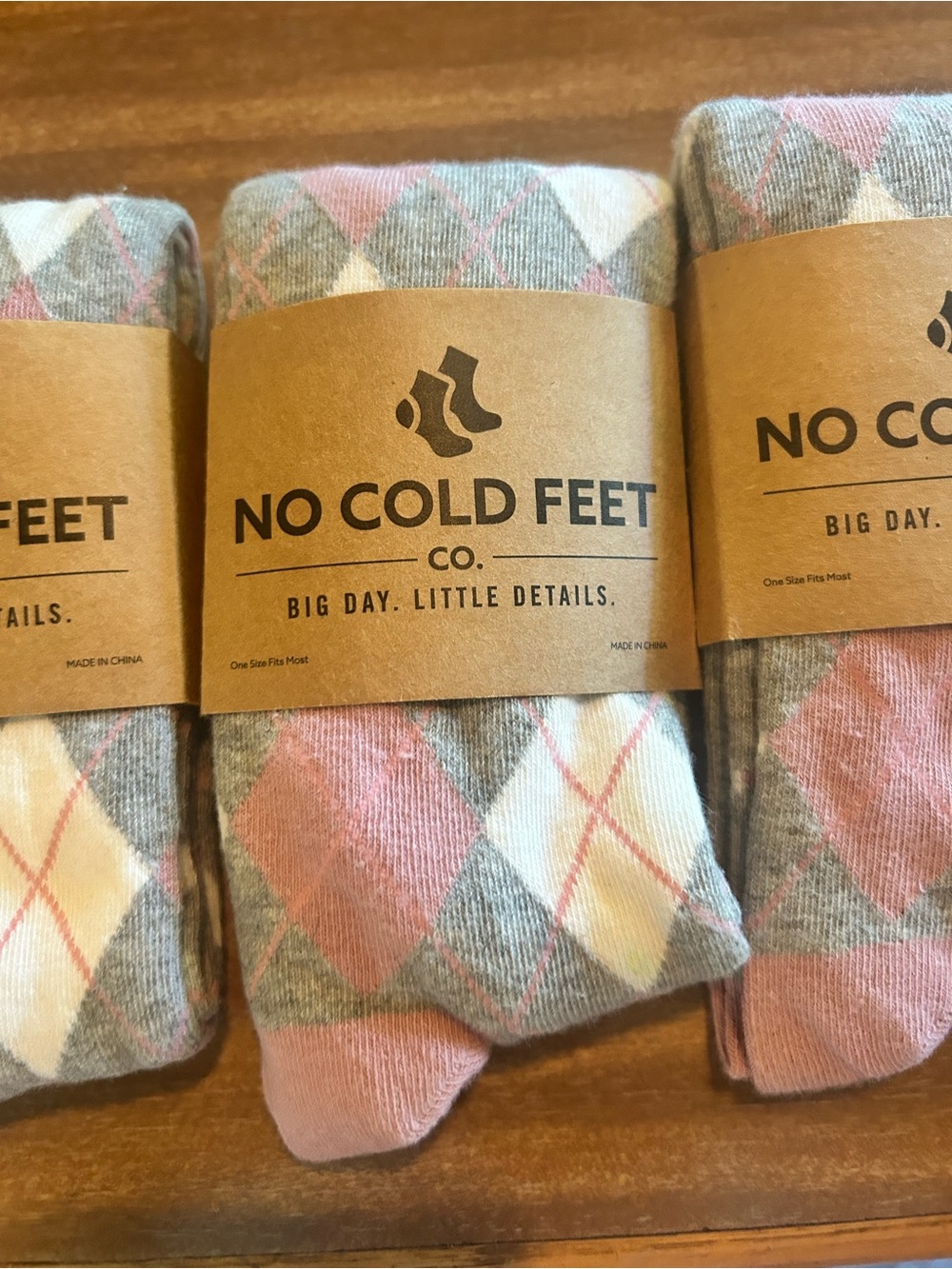 No Cold Feet Argyle Dress Socks - Pink & Gray. Groomsmen gifts.